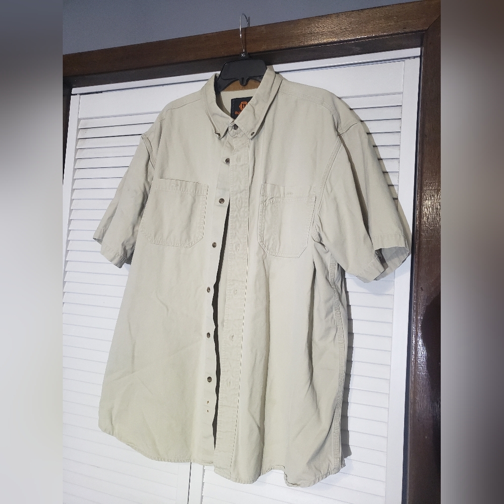 Mens Builtrite Khaki Button Up XXL